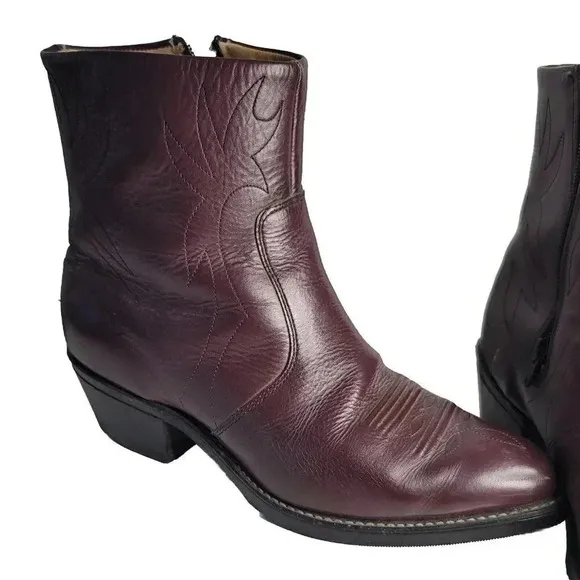 Vintage Long Haul  Leather Oil-Resistant Cowboy Ankle Boots Size 9 Side Zipper