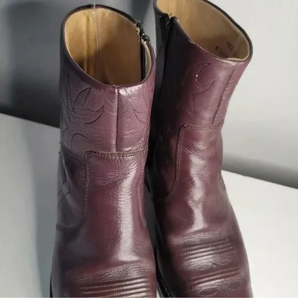 Vintage Long Haul  Leather Oil-Resistant Cowboy Ankle Boots Size 9 Side Zipper