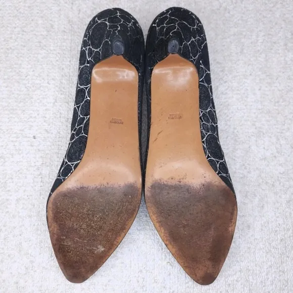 Vintage Martinez Valero Kitten Heel Pumps US 9 Metallic Leather