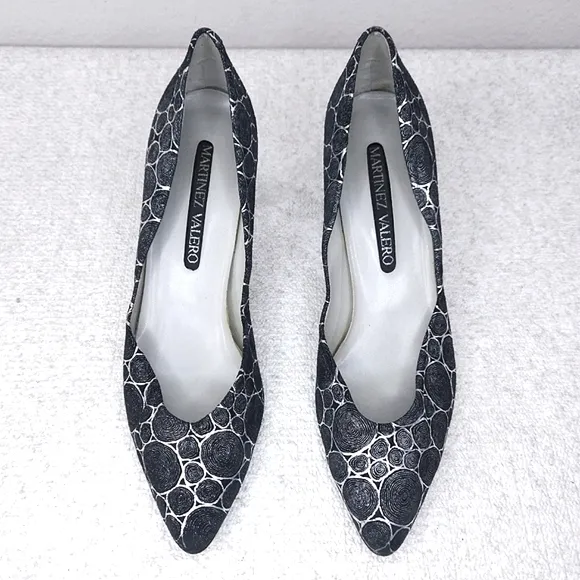 Vintage Martinez Valero Kitten Heel Pumps US 9 Metallic Leather