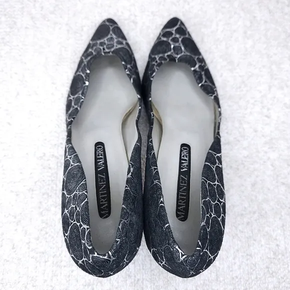 Vintage Martinez Valero Kitten Heel Pumps US 9 Metallic Leather