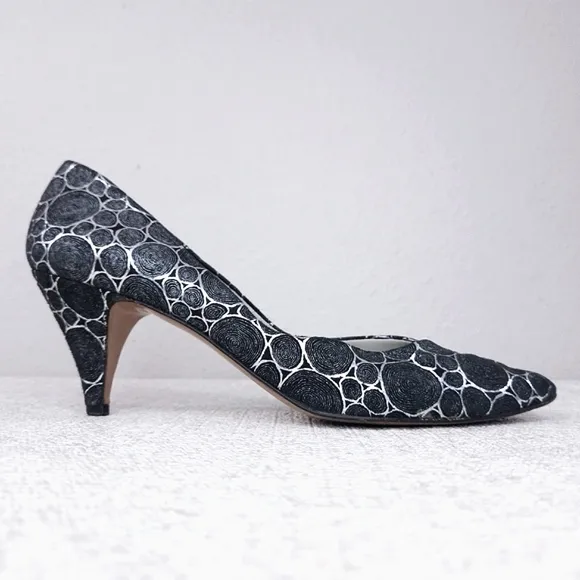 Vintage Martinez Valero Kitten Heel Pumps US 9 Metallic Leather