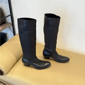 Vintage Miu Miu Black‎ Long Leather Boots. Size 36.