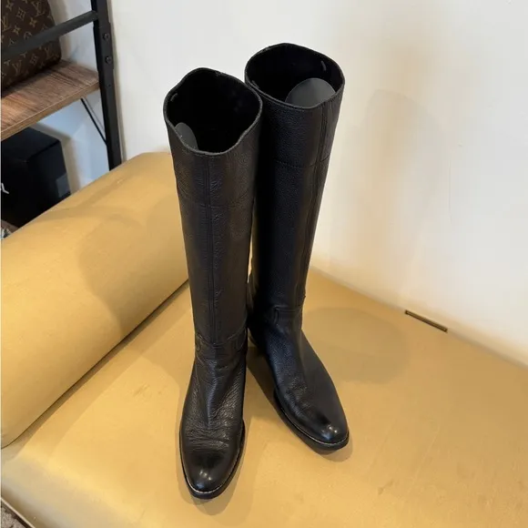 Vintage Miu Miu Black‎ Long Leather Boots. Size 36.