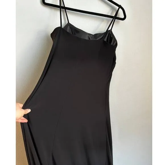 Vintage Musani Couture Black Beaded Sleeveless Midi Dress Size XL