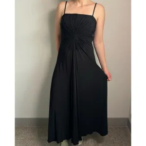 Vintage Musani Couture Black Beaded Sleeveless Midi Dress Size XL