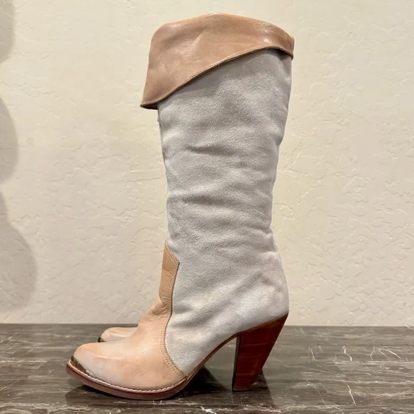 Vintage Nobil’s Leather and Suede Knee High Fold Over Western Boots