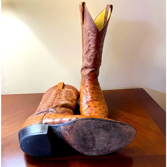 VINTAGE Panhandle Slim Full Quill Ostrich Cowboy Boots