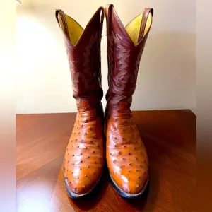 VINTAGE Panhandle Slim Full Quill Ostrich Cowboy Boots