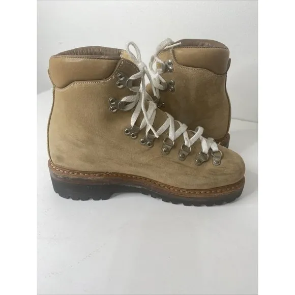 Vintage Raichle Switzerland Brown Suede Leather Hiking Boots Men's 7 Womens 9