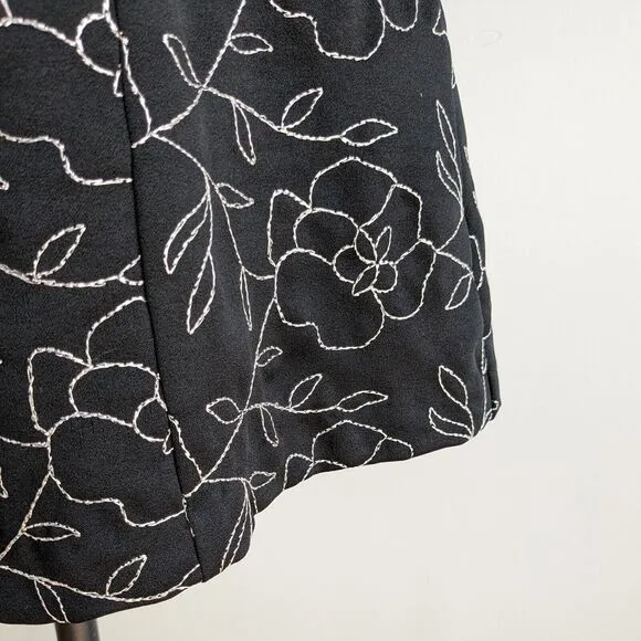 Vintage Rampage Mini Dress 90s Aline Sleeveless Floral Black Silver USA S 5
