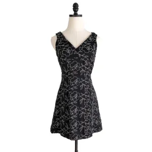 Vintage Rampage Mini Dress 90s Aline Sleeveless Floral Black Silver USA S 5