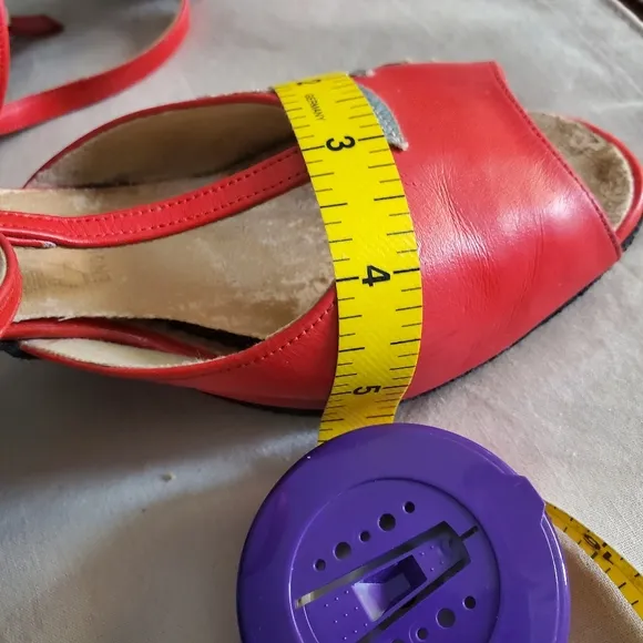 Vintage red silver leather heel dance heels  6