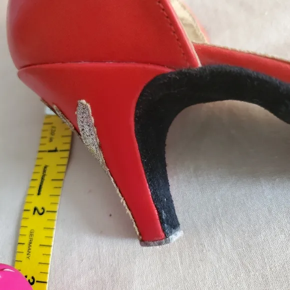 Vintage red silver leather heel dance heels  6