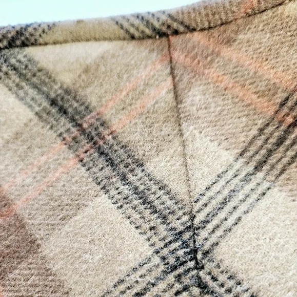 Vintage Soft Wool Brown Tartan Plaid High Waisted A-Line Midi Blanket Skirt M