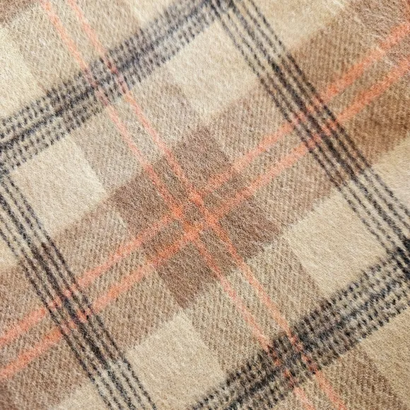Vintage Soft Wool Brown Tartan Plaid High Waisted A-Line Midi Blanket Skirt M