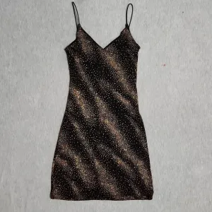 Vintage Sparkly Mini Little Black Party Spaghetti Strap Tank Dress