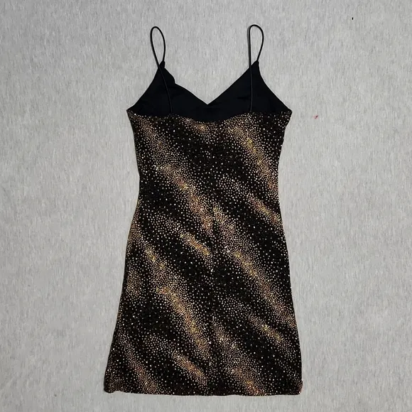 Vintage Sparkly Mini Little Black Party Spaghetti Strap Tank Dress