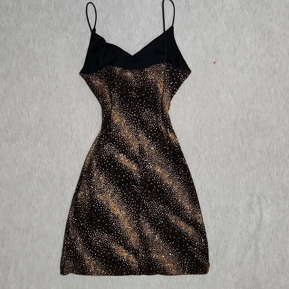 Vintage Sparkly Mini Little Black Party Spaghetti Strap Tank Dress