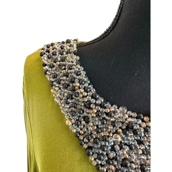 Vintage T-Bags Knee Length Dress with Embellished Neckline Beading - RARE - XL