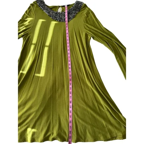 Vintage T-Bags Knee Length Dress with Embellished Neckline Beading - RARE - XL