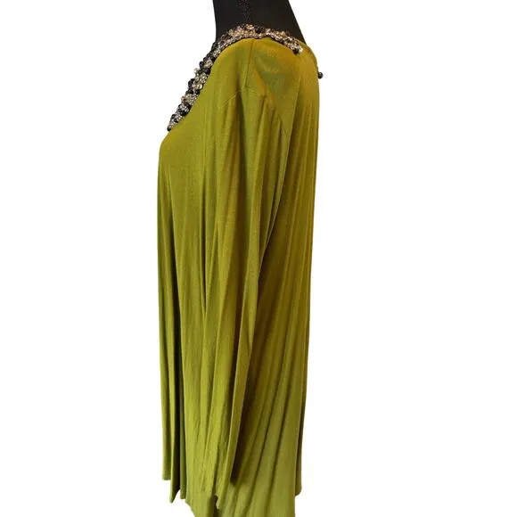 Vintage T-Bags Knee Length Dress with Embellished Neckline Beading - RARE - XL