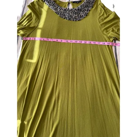 Vintage T-Bags Knee Length Dress with Embellished Neckline Beading - RARE - XL