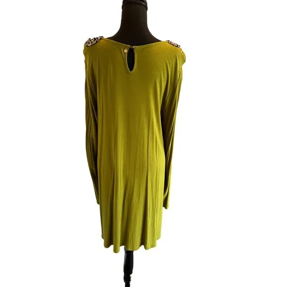 Vintage T-Bags Knee Length Dress with Embellished Neckline Beading - RARE - XL
