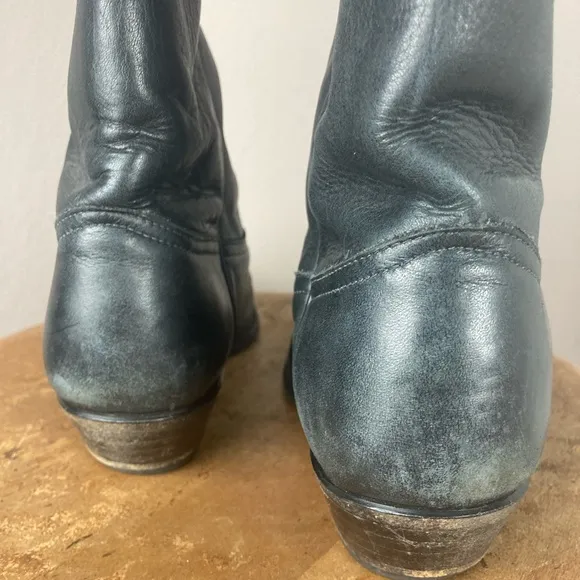 Vintage Tony Lama Black Leather Cowboy Boots
