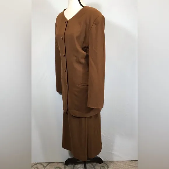 Vintage Valerie Stevens Womens 100% Wool Suit 2 Piece Set Size 14 Blazer Skirt