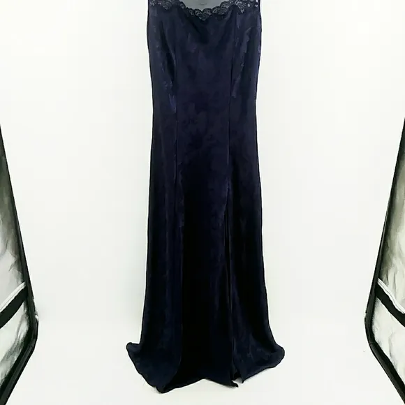 Vintage Victoria Secret Gold Label Plum Lingerie Long Slip Lace Dress Style Y2K