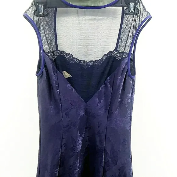 Vintage Victoria Secret Gold Label Plum Lingerie Long Slip Lace Dress Style Y2K