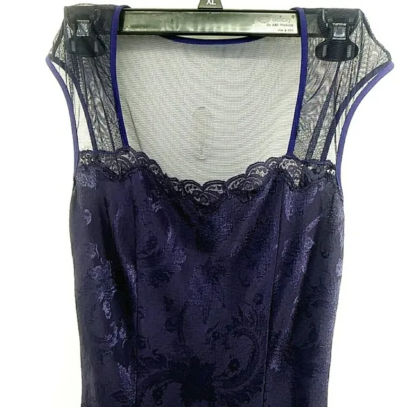 Vintage Victoria Secret Gold Label Plum Lingerie Long Slip Lace Dress Style Y2K