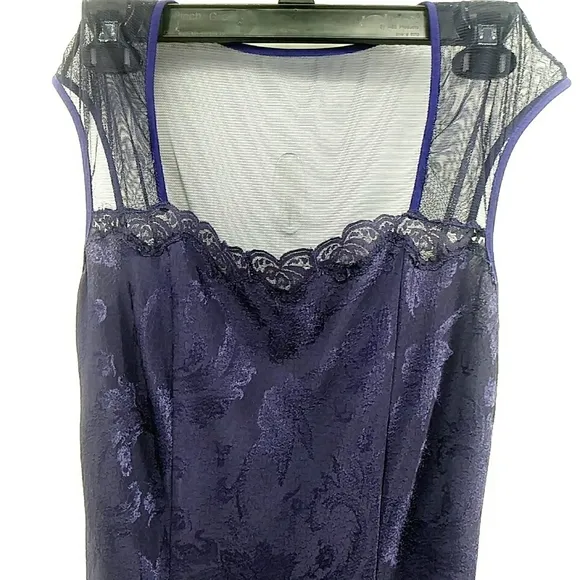 Vintage Victoria Secret Gold Label Plum Lingerie Long Slip Lace Dress Style Y2K