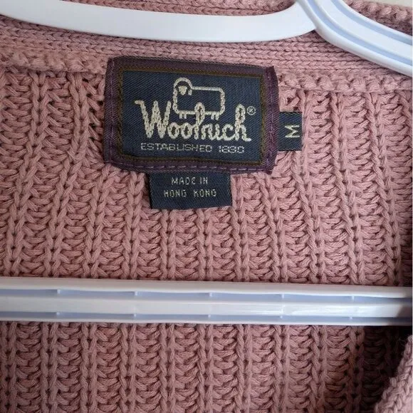 Vintage Woolrich Petal Pink Cable Knit V Neck Sweater Womens M