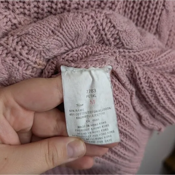 Vintage Woolrich Petal Pink Cable Knit V Neck Sweater Womens M