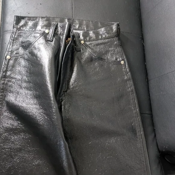 Vintage Wrangler 14MWZYB Faux-Leather Jeans.
