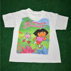Vintage Y2K Dora The Explorer Boots Cartoon Character Kids Small 5-6 T Shirt