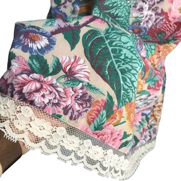 Vintage Prairie Floral Ruffle Midi Skirt XS