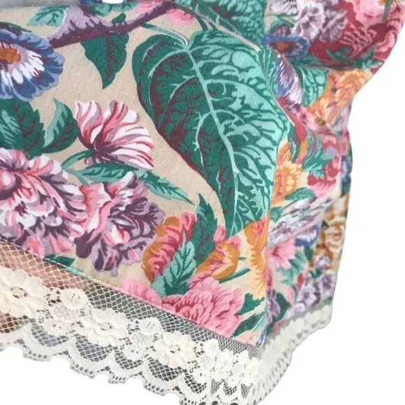 Vintage Prairie Floral Ruffle Midi Skirt XS