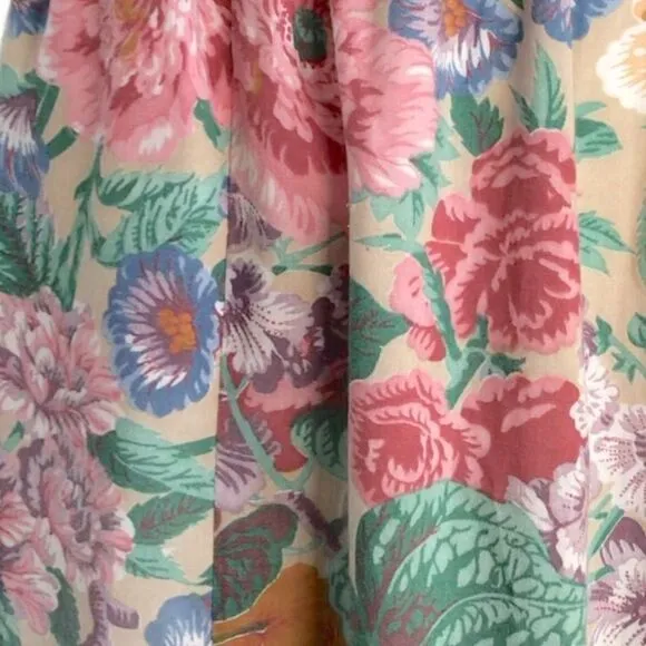 Vintage Prairie Floral Ruffle Midi Skirt XS