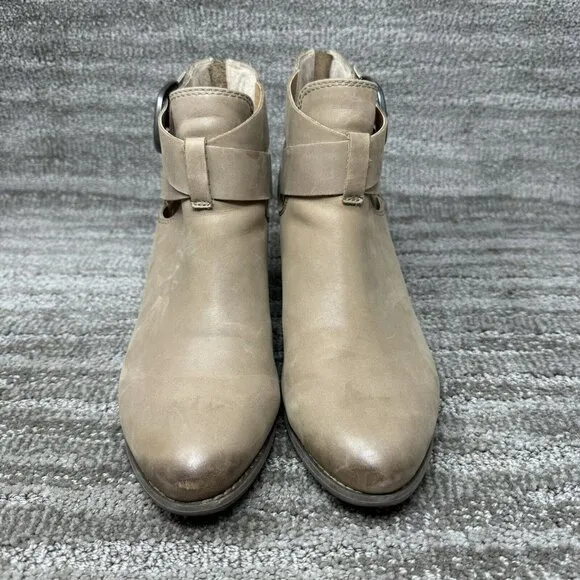 Vionic Boots Womens 11 Beige 322 Rory Ankle Bootie Block Heel Zip Almond Toe