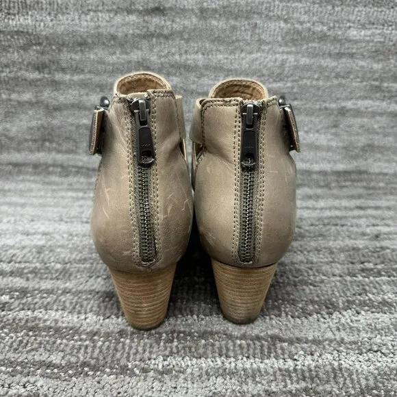 Vionic Boots Womens 11 Beige 322 Rory Ankle Bootie Block Heel Zip Almond Toe