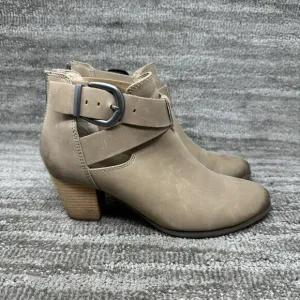 Vionic Boots Womens 11 Beige 322 Rory Ankle Bootie Block Heel Zip Almond Toe