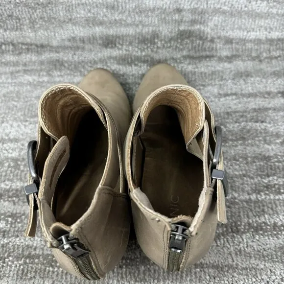 Vionic Boots Womens 11 Beige 322 Rory Ankle Bootie Block Heel Zip Almond Toe