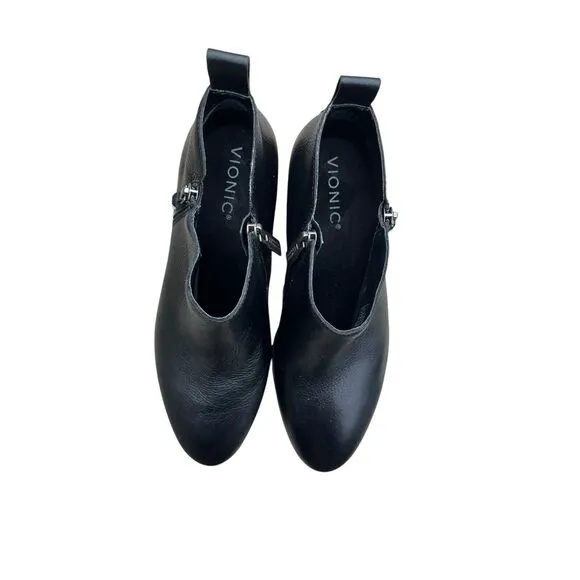 Vionic Cecily Ankle Bootie Boots Stack Heel 2&quot; Arch Support Comfort, Size‎ 7.5