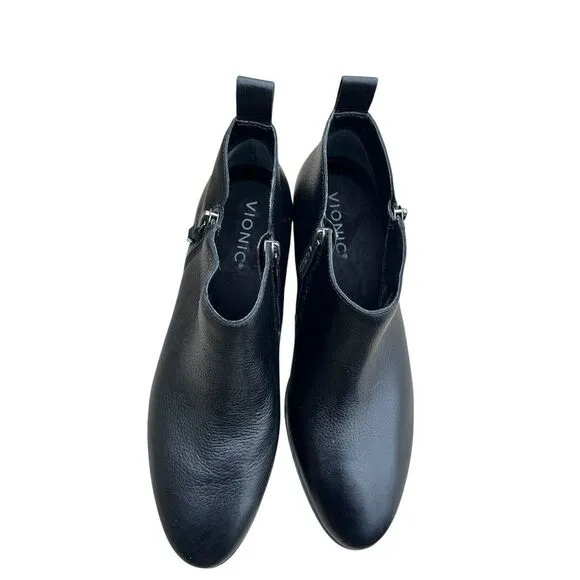 Vionic Cecily Ankle Bootie Boots Stack Heel 2&quot; Arch Support Comfort, Size‎ 7.5
