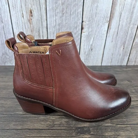 Vionic Joy Bethany Leather Waterproof Side Zip Ankle Bootie Women's Sz 6 Beaver