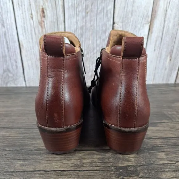 Vionic Joy Bethany Leather Waterproof Side Zip Ankle Bootie Women's Sz 6 Beaver