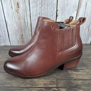 Vionic Joy Bethany Leather Waterproof Side Zip Ankle Bootie Women's Sz 6 Beaver